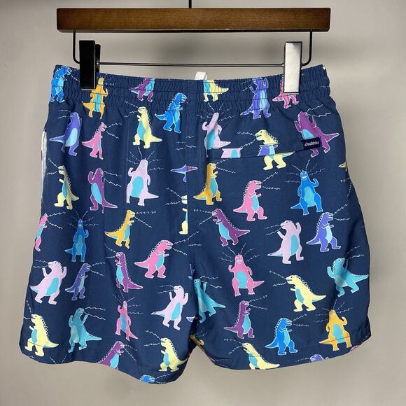 Chubbies Classic Swim Trunks Men's Medium 5.5" Navy Tyrannosaurus Dino Print - Picture 4 of 7